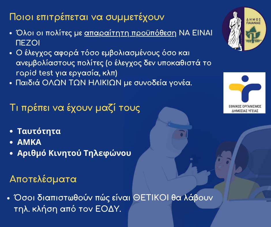 Rapid Test σε Παιανία - Γλυκά Νερά